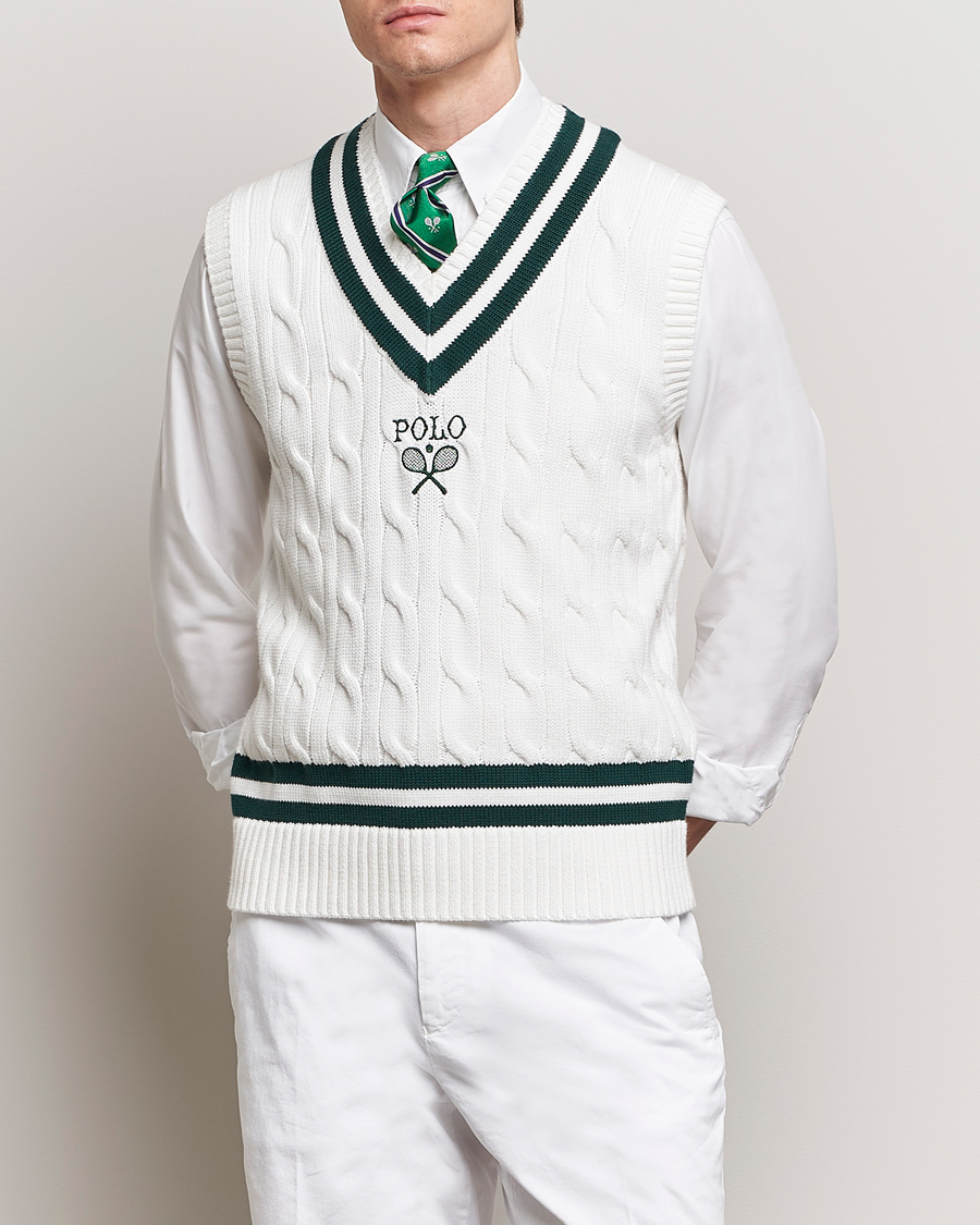 Hombres |  | Polo Ralph Lauren | Wimbledon Cricket Vest White/Moss Agate