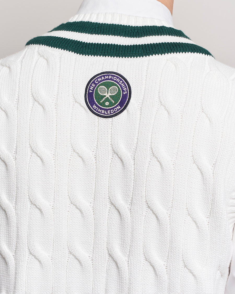 Hombres | Jerséis y prendas de punto | Polo Ralph Lauren | Wimbledon Cricket Vest White/Moss Agate