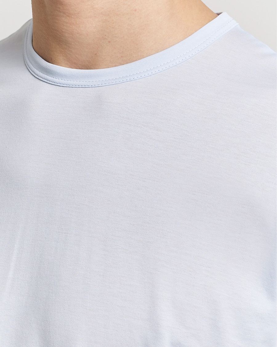 Hombres | Camisetas | Sunspel | Crew Neck Cotton Tee Light Blue