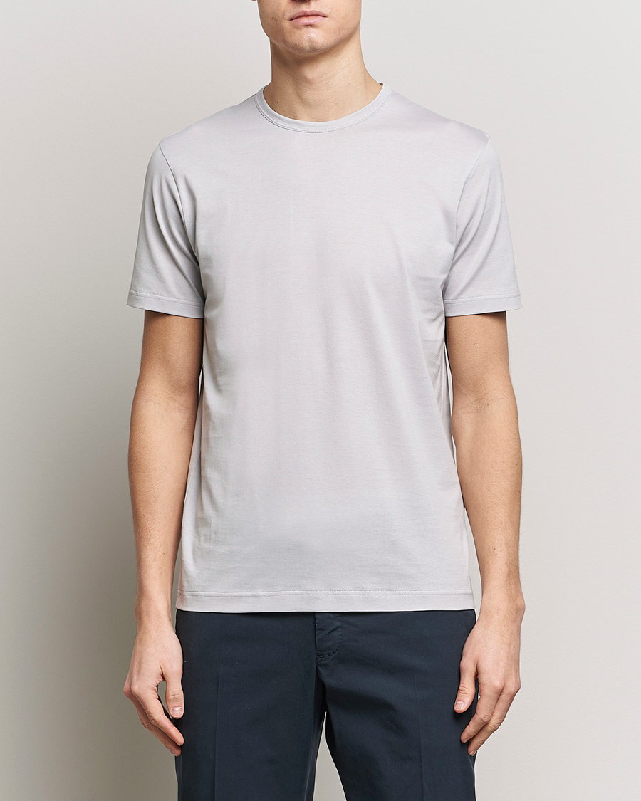 Hombres | Camisetas | Sunspel | Crew Neck Cotton Tee Smoke