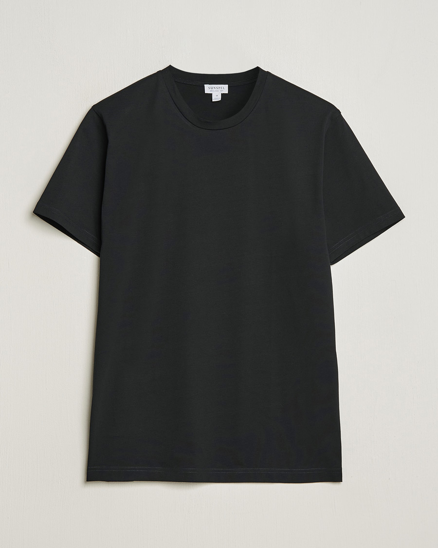 Hombres | Camisetas | Sunspel | Riviera Midweight T-Shirt Black