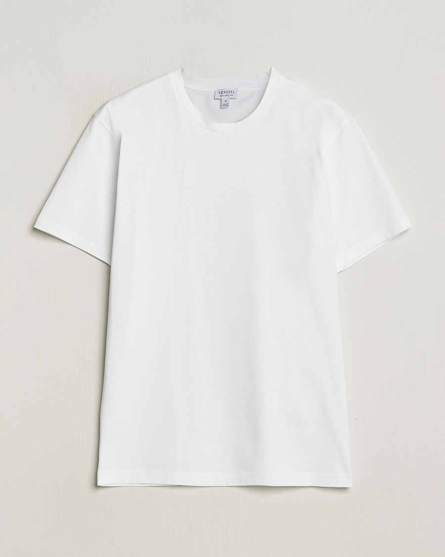 Hombres | Camisetas | Sunspel | Riviera Midweight T-Shirt White