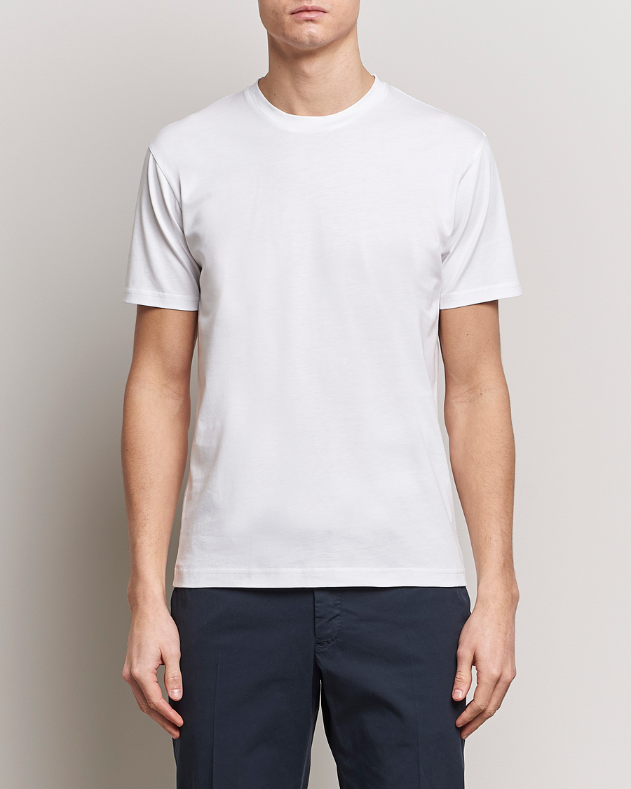 Hombres | Camisetas | Sunspel | Riviera Midweight T-Shirt White