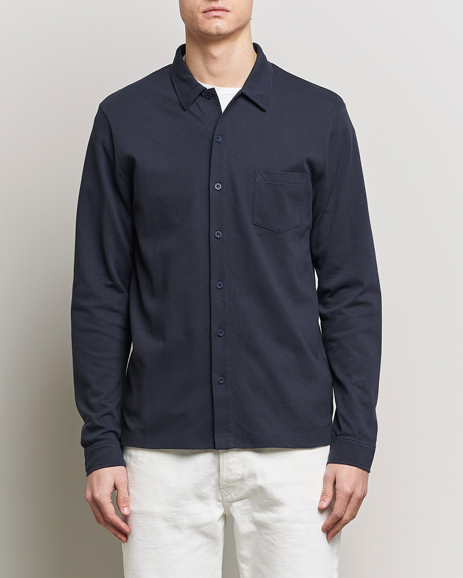 Hombres | Camisas | Sunspel | Riviera Long Sleeve Shirt Navy