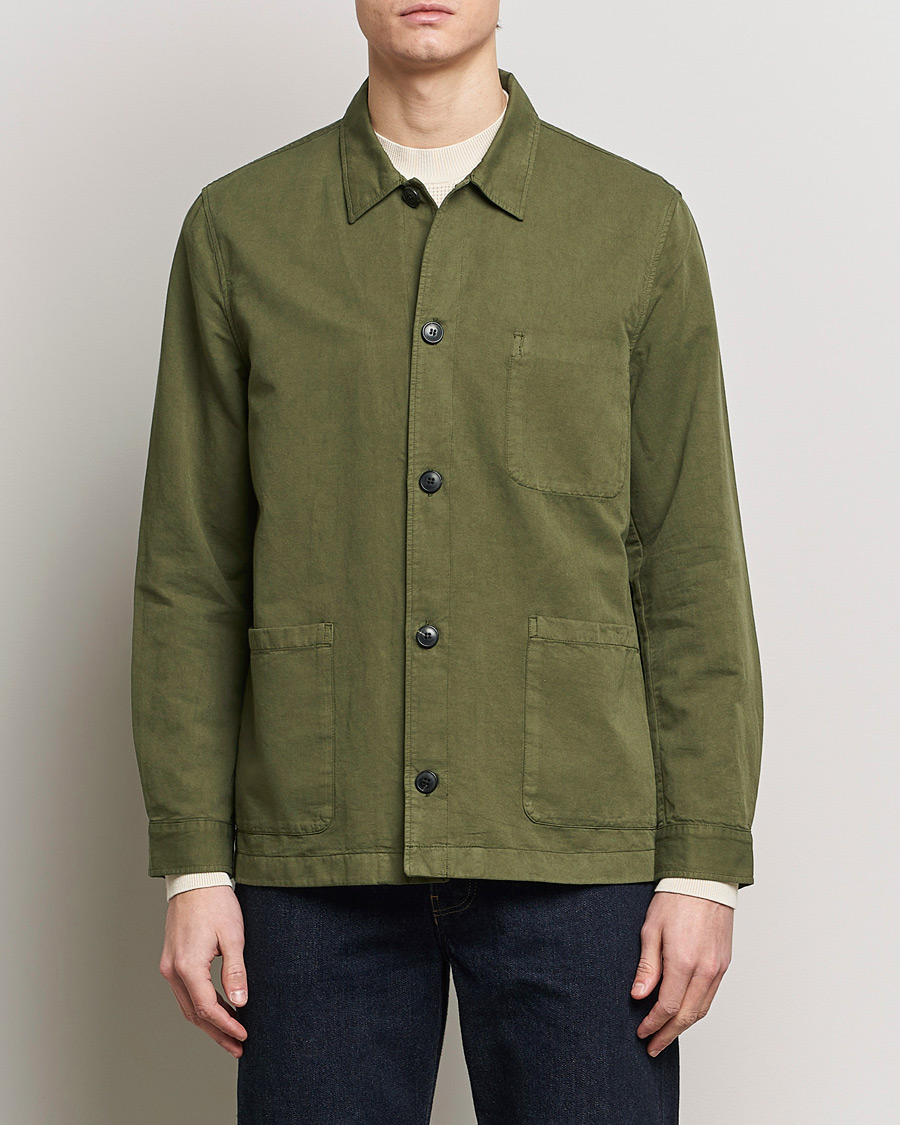 Hombres | Camisas | Sunspel | Twin Pocket Cotton/Linen Jacket Khaki