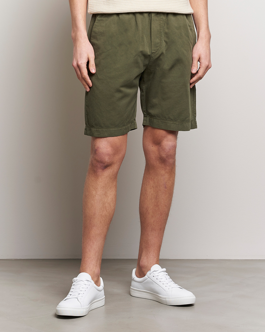 Hombres |  | Sunspel | Cotton/Linen Drawstring Shorts Khaki