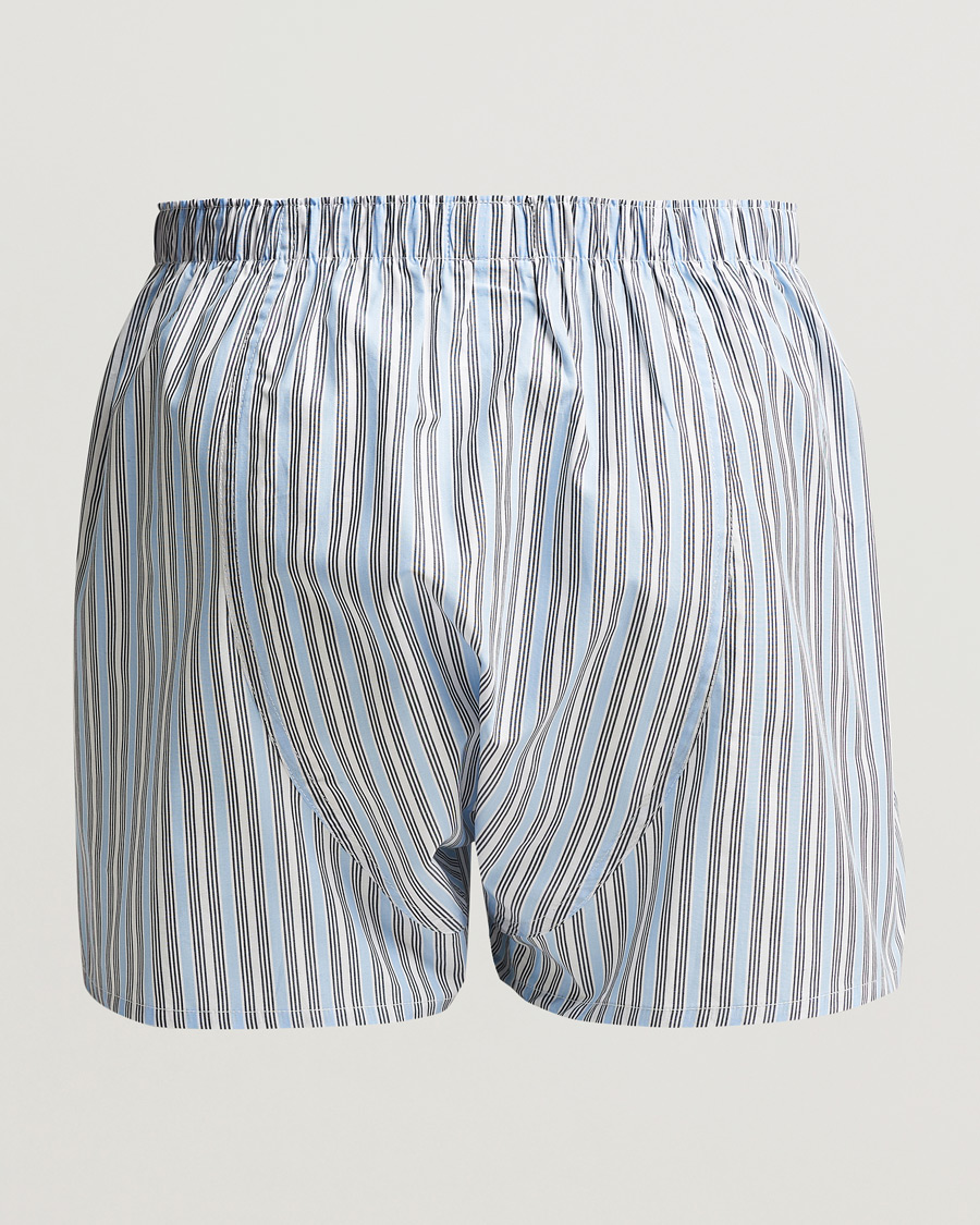 Hombres | Ropa interior y calcetines | Sunspel | Woven Cotton Boxers Blue Mix Stripe