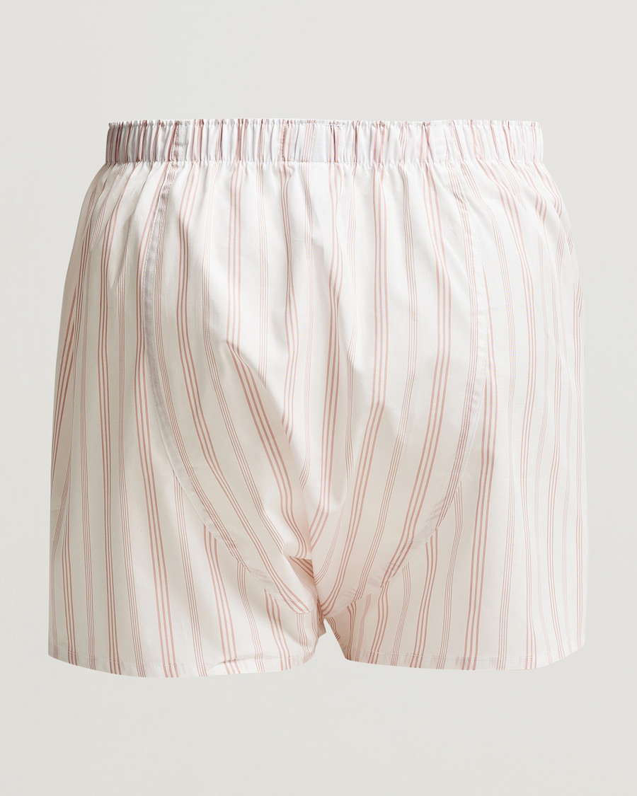 Hombres | Ropa interior | Sunspel | Woven Cotton Boxers Pale Pink Stripe