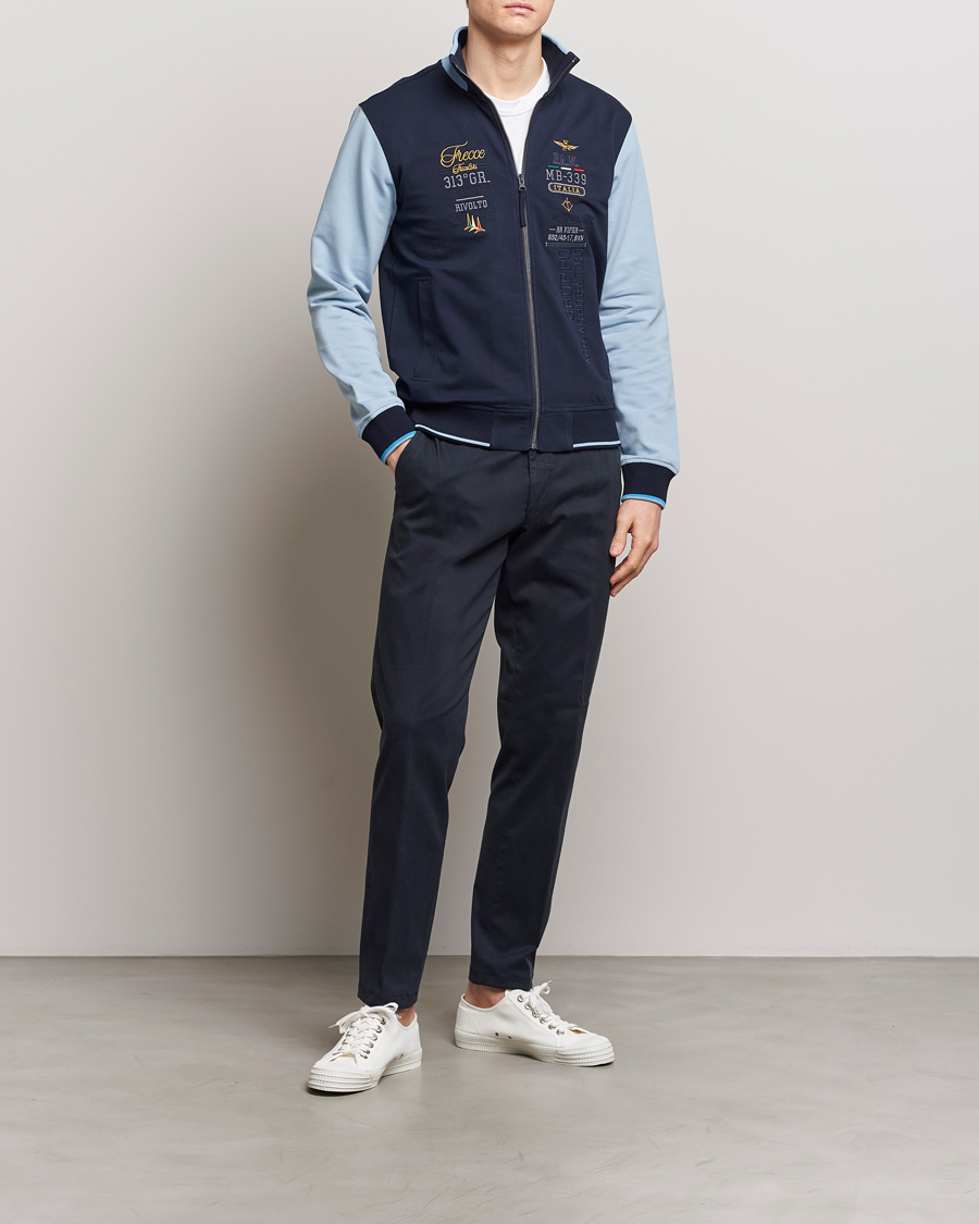 Hombres | Jerséis y prendas de punto | Aeronautica Militare | Full Zip Sweater Navy/Glacier Blue