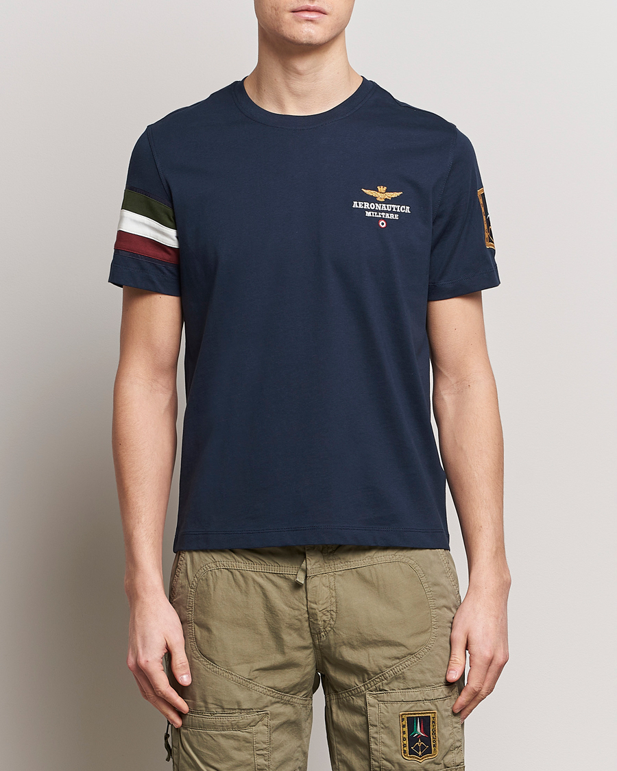 Hombres | Camisetas | Aeronautica Militare | Tricolori Crew Neck T-Shirt Navy