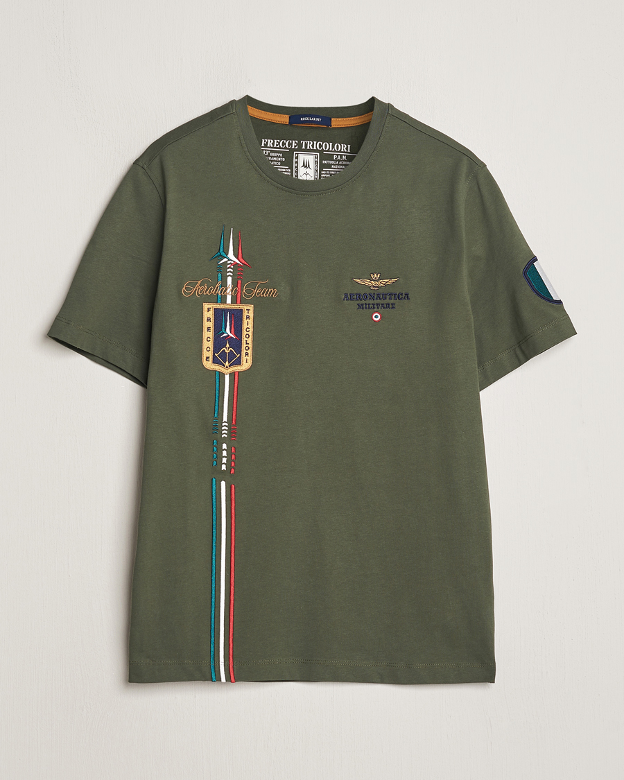 Hombres | Camisetas | Aeronautica Militare | Tricolori Crew Neck T-Shirt Verde Green