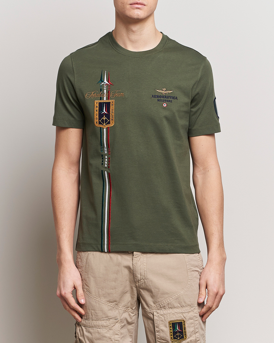 Hombres | Camisetas de manga corta | Aeronautica Militare | Tricolori Crew Neck T-Shirt Verde Green