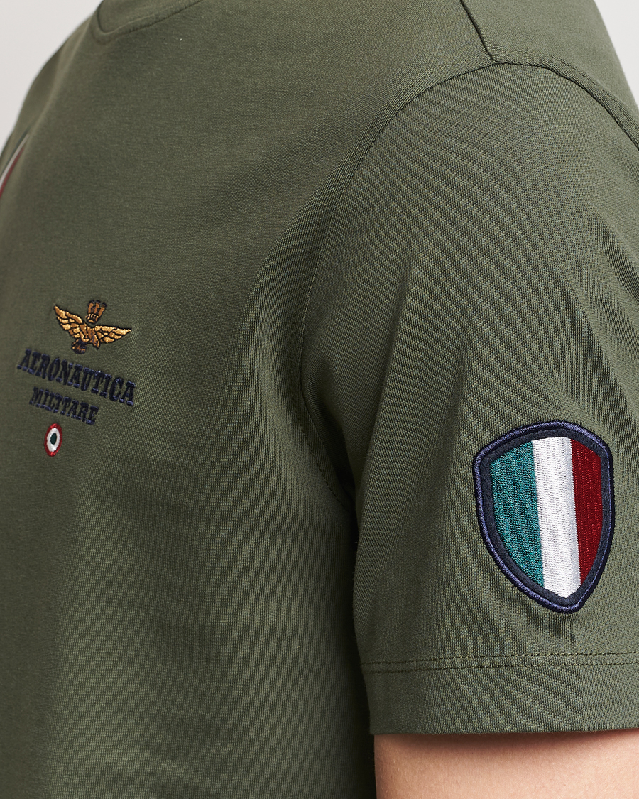 Hombres | Camisetas | Aeronautica Militare | Tricolori Crew Neck T-Shirt Verde Green