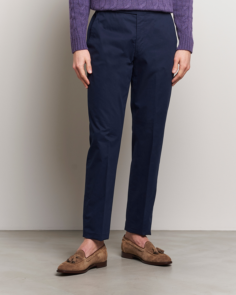 Hombres | Ralph Lauren Purple Label | Ralph Lauren Purple Label | Cotton Poplin Trousers Spring Navy