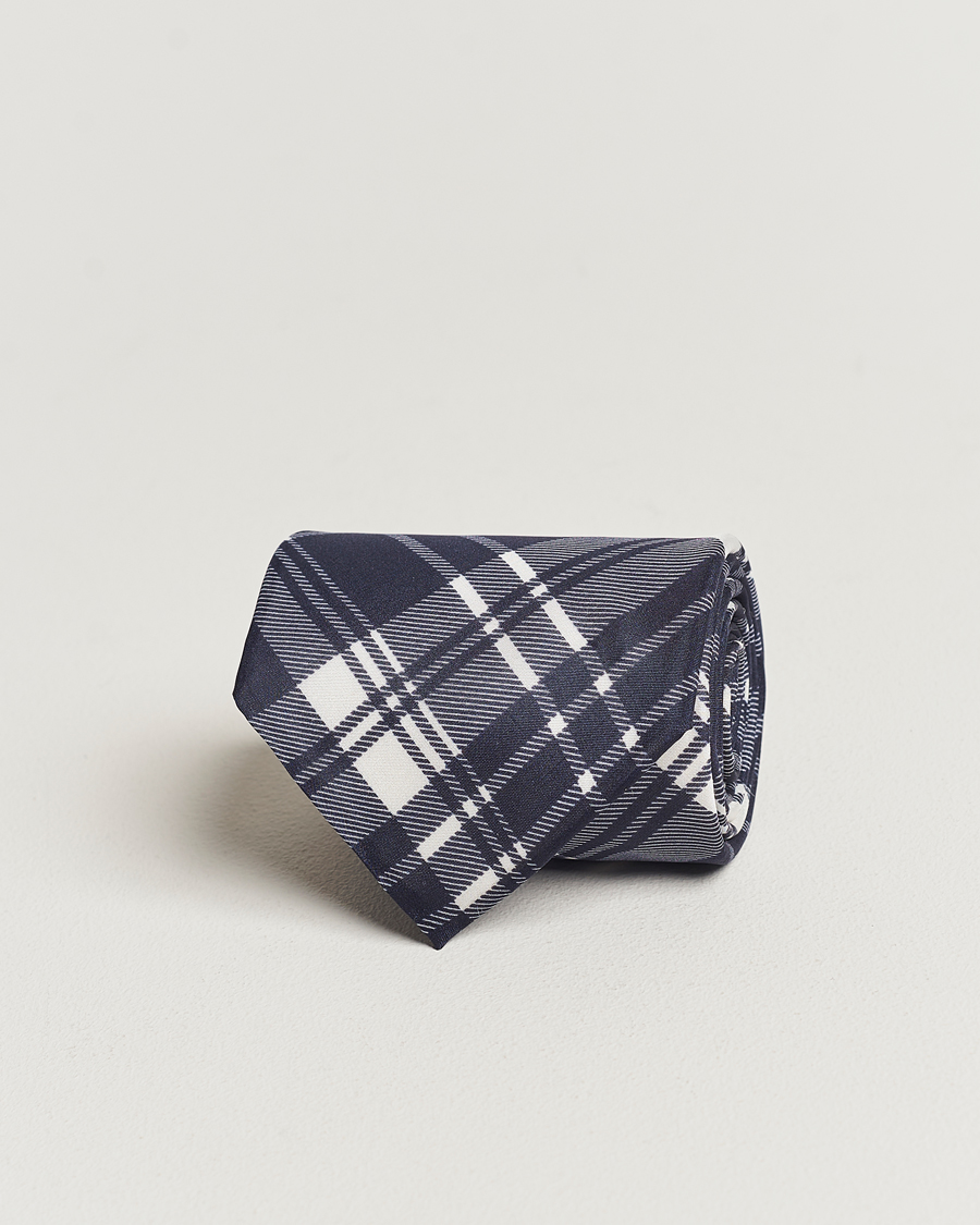 Hombres | Ralph Lauren Purple Label Monocolor Plaid Silk Tie Navy | Ralph Lauren Purple Label | Monocolor Plaid Silk Tie Navy