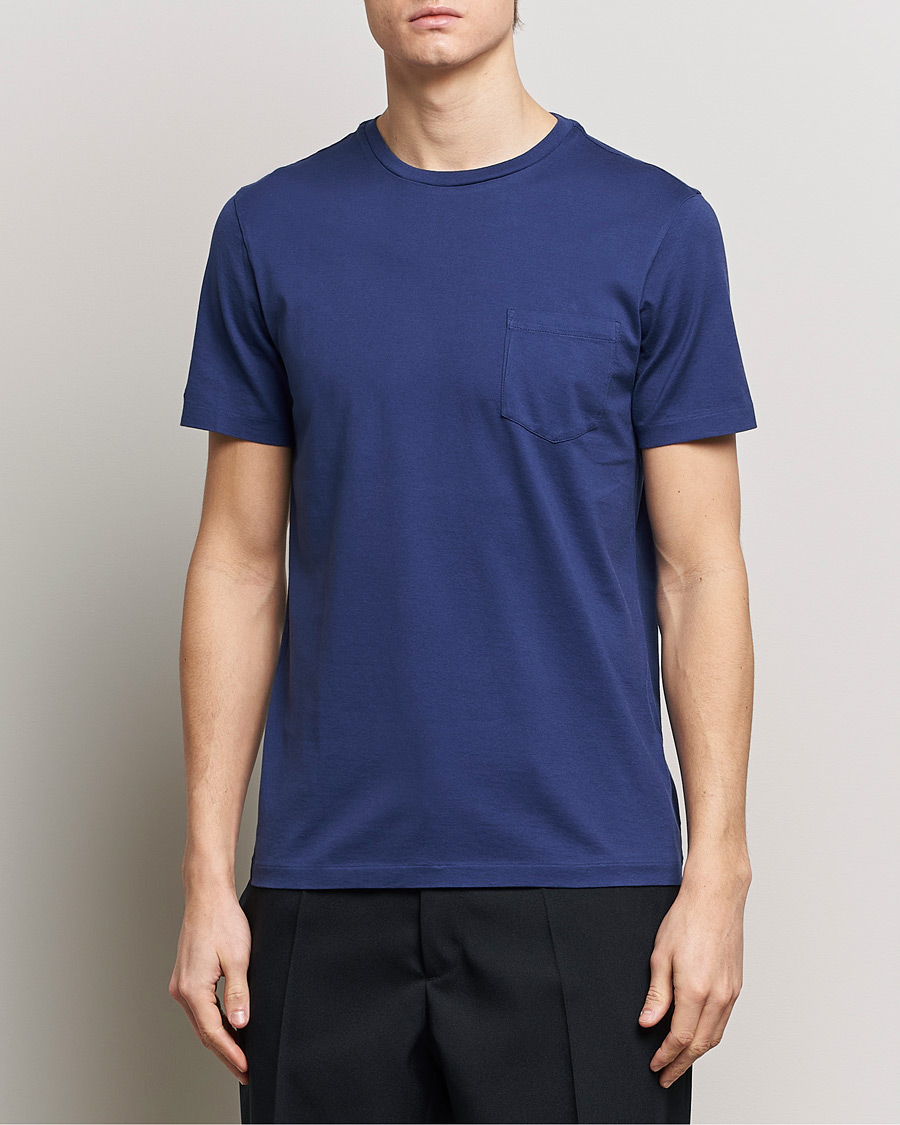 Hombres | Camisetas de manga corta | Ralph Lauren Purple Label | Garment Dyed Cotton T-Shirt Spring Navy