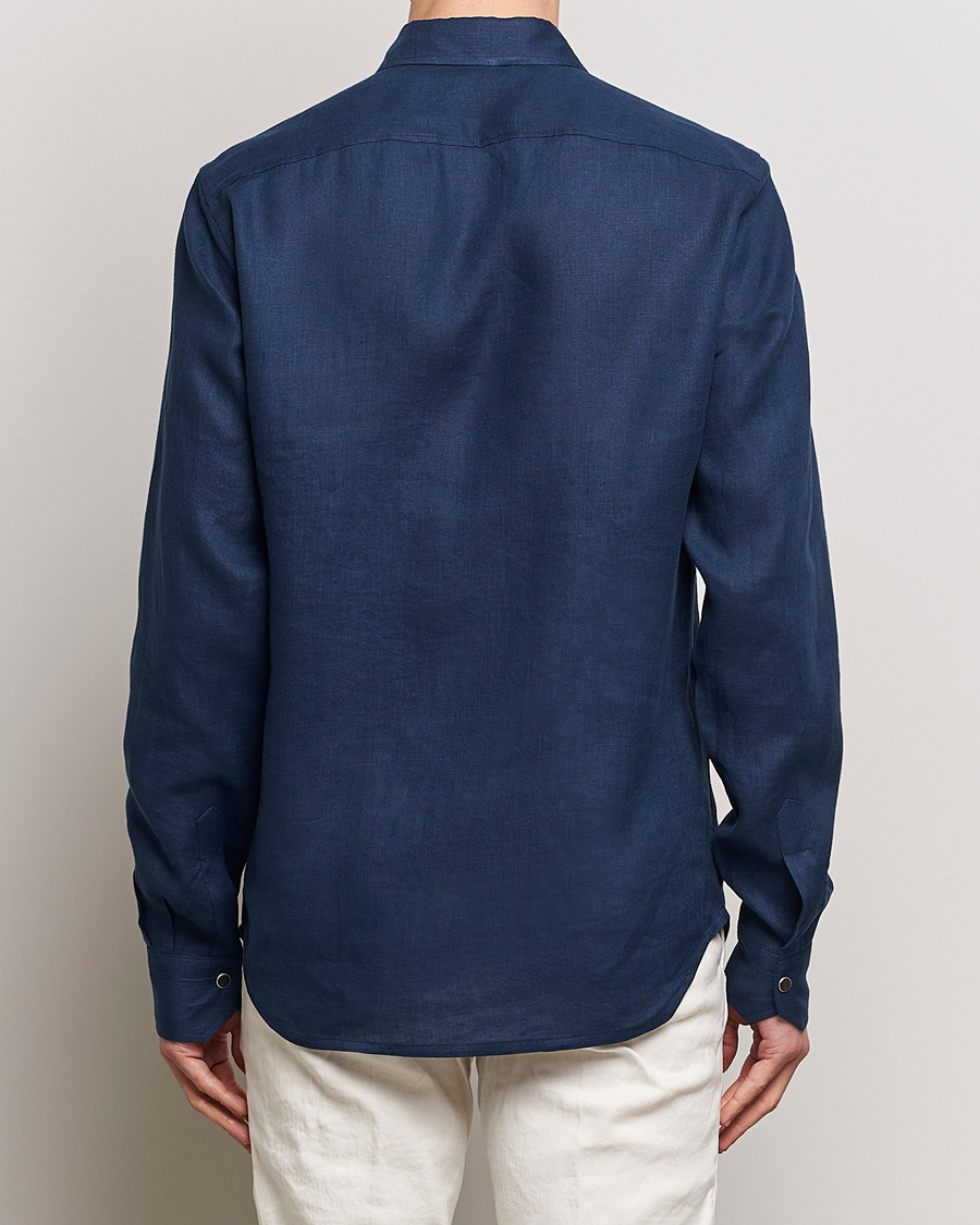 Hombres | Camisas | Kiton | Pure Linen Overshirt Dark Blue