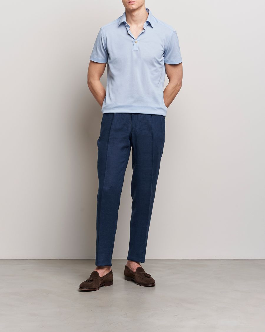 Hombres | Pantalones | Kiton | Pure Linen Drawstring Trousers Dark Blue