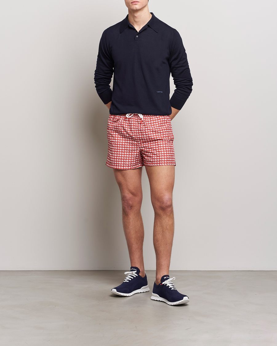 Hombres | Bañadores | Kiton | Printed Nylon Swim Shorts Red