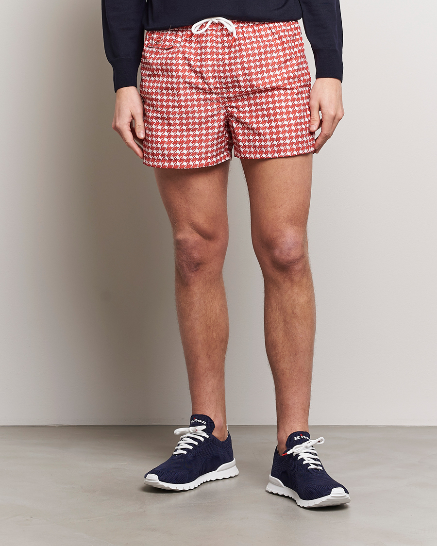 Hombres | Bañadores | Kiton | Printed Nylon Swim Shorts Red