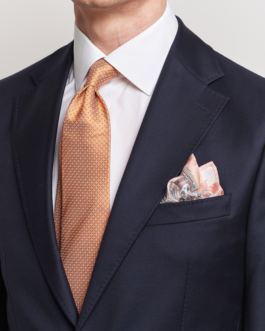 Hombres | Amanda Christensen | Amanda Christensen | Box Set Silk Twill 8cm Tie With Pocket Square Orange