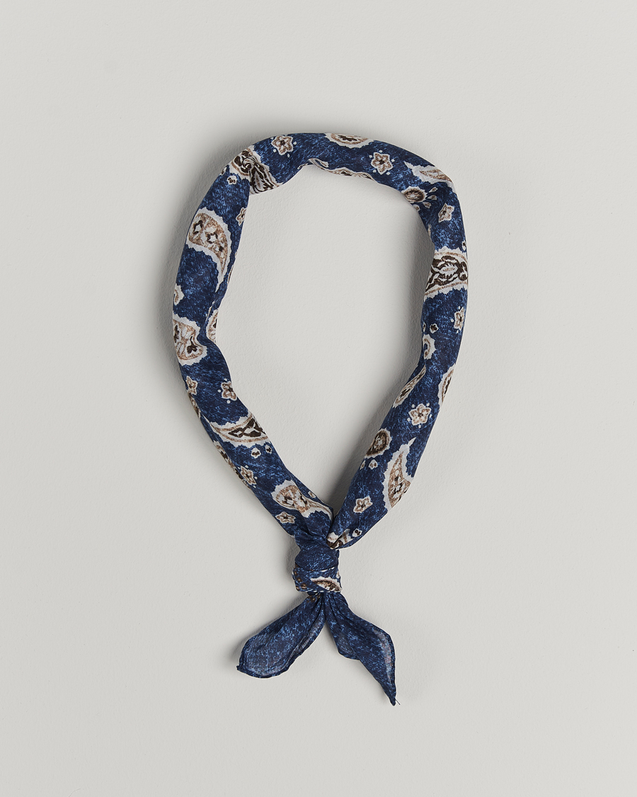 Hombres | Amanda Christensen Cotton Voilé Printed Paisley Bandana Navy | Amanda Christensen | Cotton Voilé Printed Paisley Bandana Navy