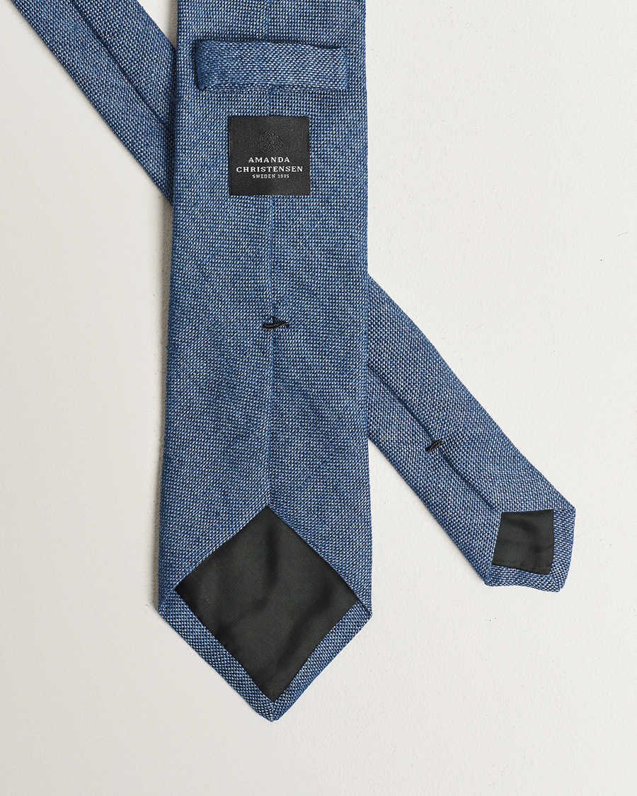 Hombres | Corbatas | Amanda Christensen | Amanda ChristensenHopsack Linen 8cm TieBlue