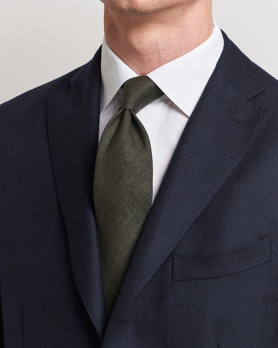 Hombres | Business casual | Amanda Christensen | Hopsack Linen 8cm Tie Dark Olive
