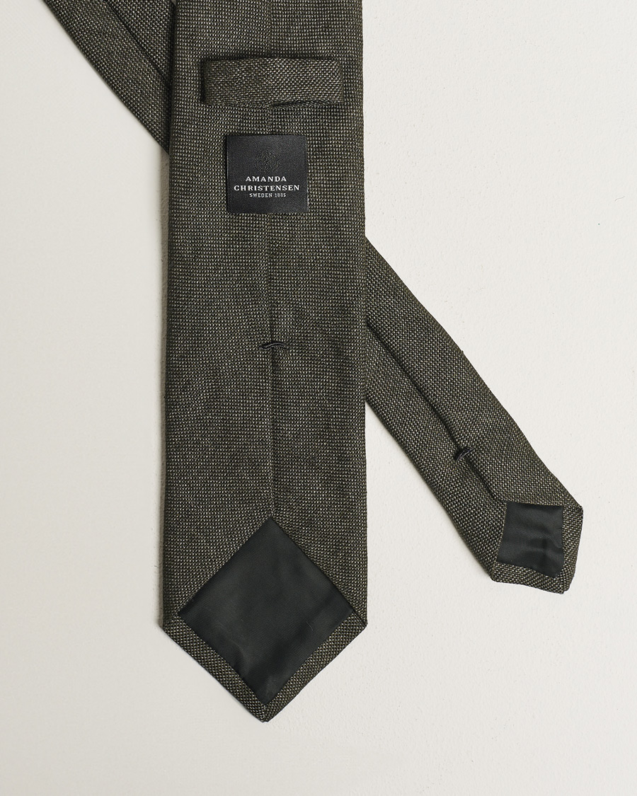 Hombres | Corbatas | Amanda Christensen | Amanda ChristensenHopsack Linen 8cm TieDark Olive
