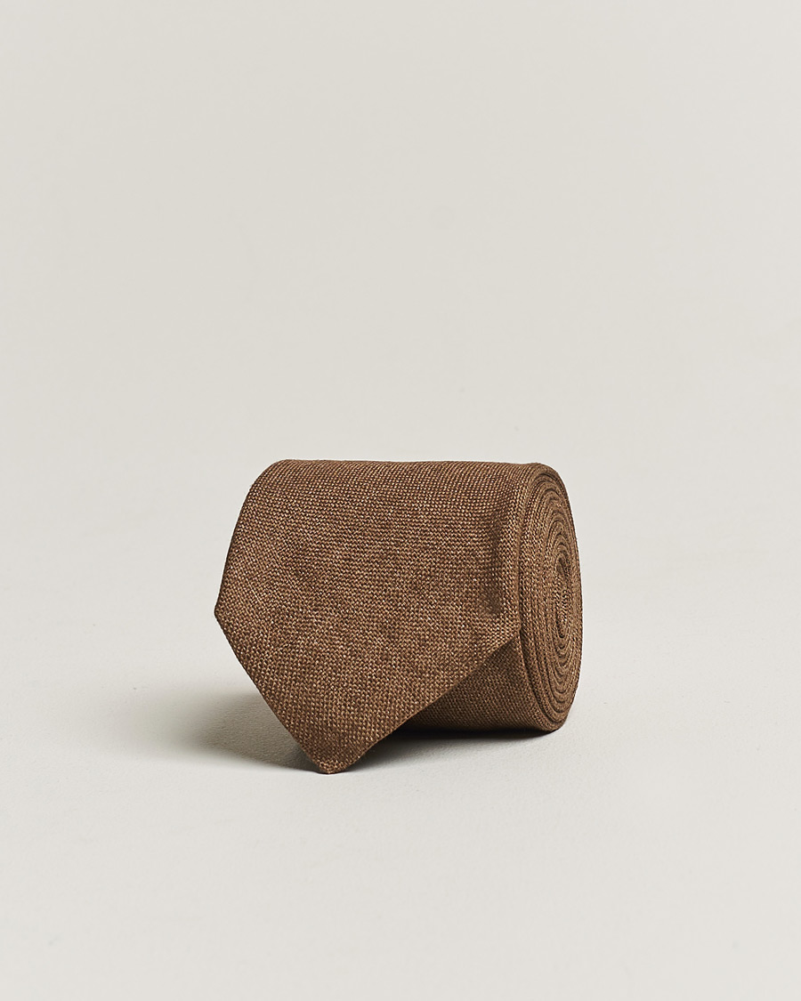 Hombres | Corbatas | Amanda Christensen | Amanda ChristensenHopsack Linen 8cm TieBrown