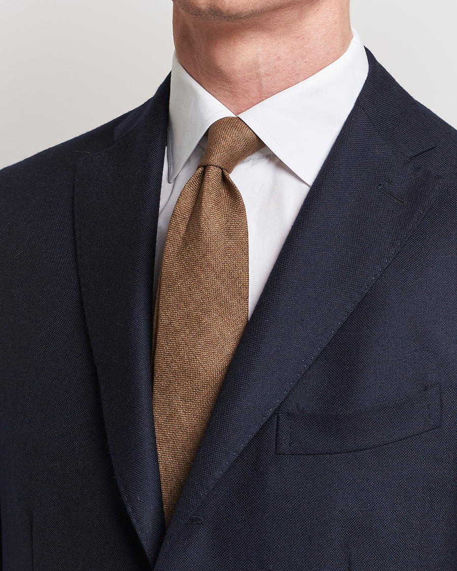Hombres | Corbatas | Amanda Christensen | Amanda ChristensenHopsack Linen 8cm TieBrown