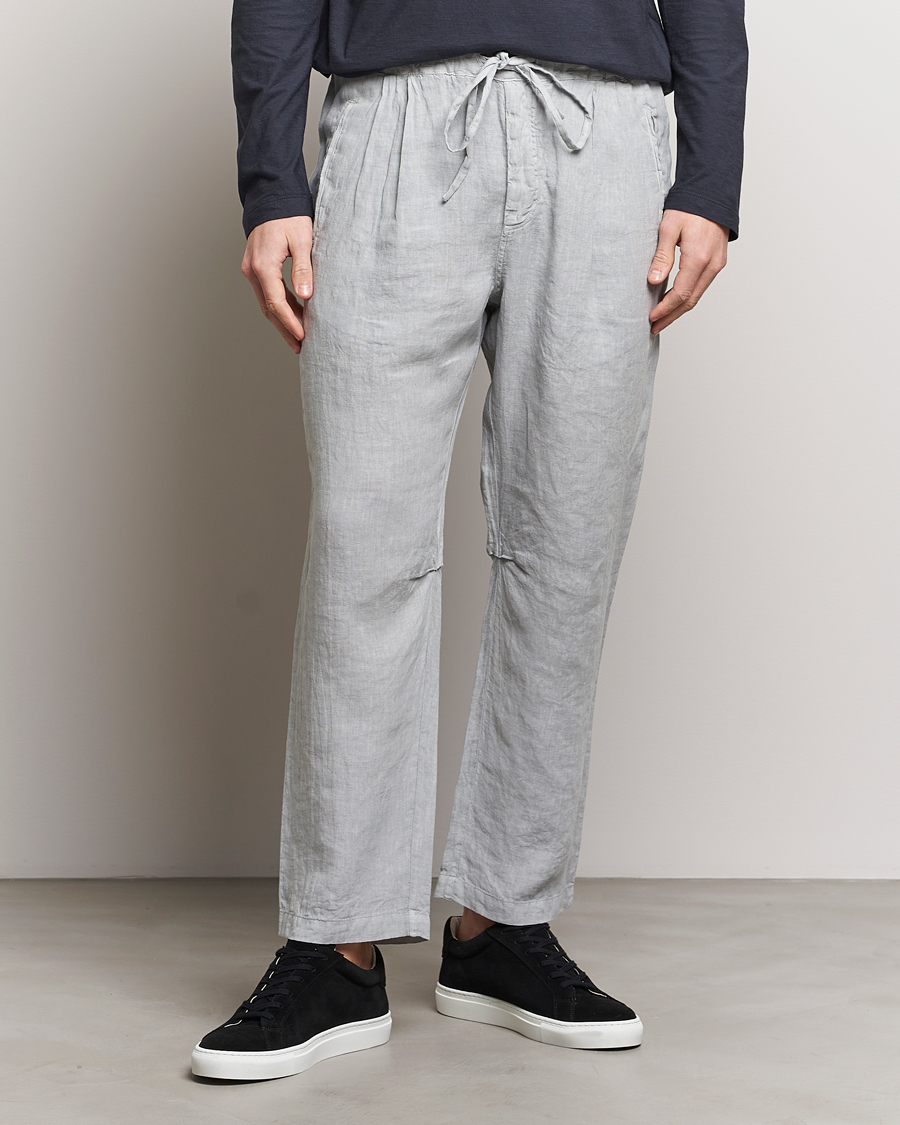 Hombres | Contemporary Creators | Massimo Alba | Keywest Linen Drawstring Pants Light Grey