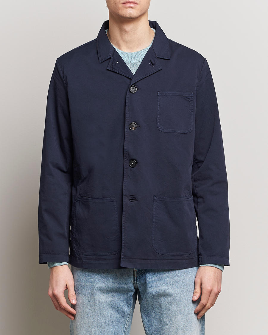 Hombres | Camisas | Massimo Alba | Florida Stone Washed Shirt Jacket Navy