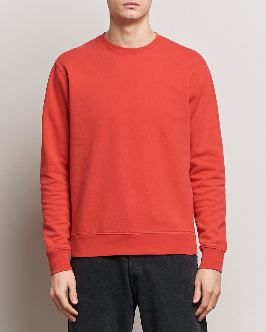 Hombres |  | Colorful Standard | Classic Organic Crew Neck Sweat Red Tangerine