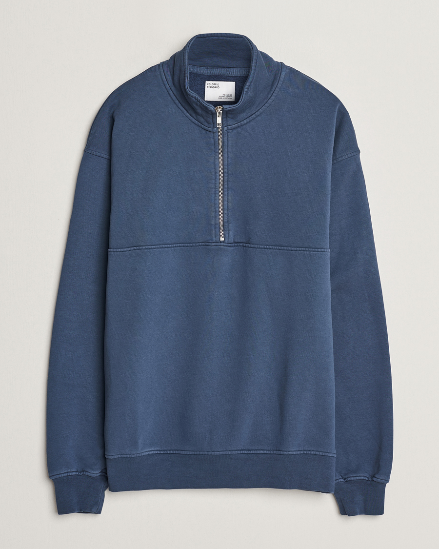Hombres | Jerséis y prendas de punto | Colorful Standard | Classic Organic Half-Zip Petrol Blue