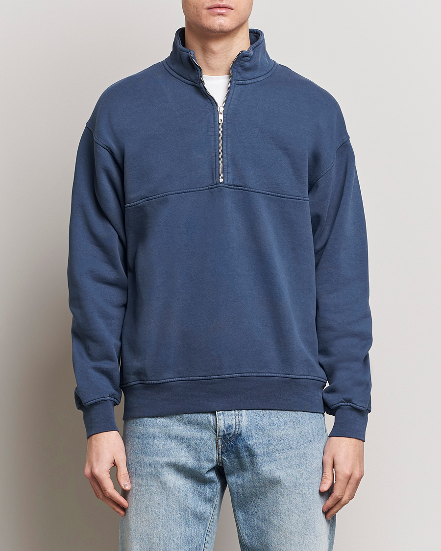 Hombres | Jerséis y prendas de punto | Colorful Standard | Classic Organic Half-Zip Petrol Blue