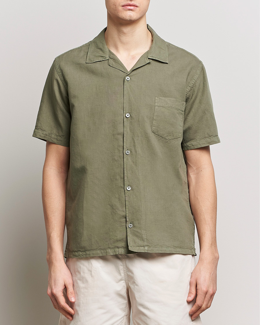 Hombres | Camisas de lino | Colorful Standard | Cotton/Linen Short Sleeve Shirt Dusty Olive
