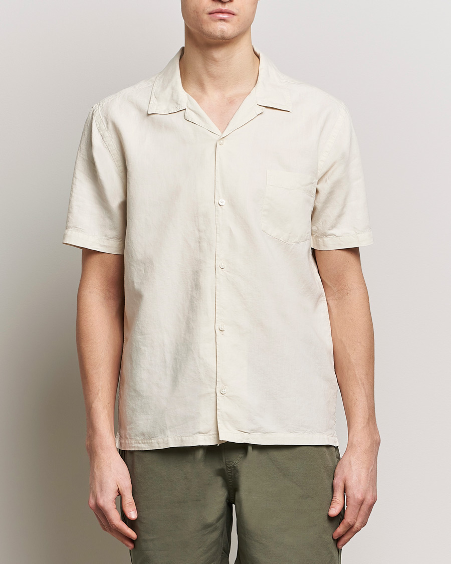 Hombres | Camisas | Colorful Standard | Cotton/Linen Short Sleeve Shirt Ivory White