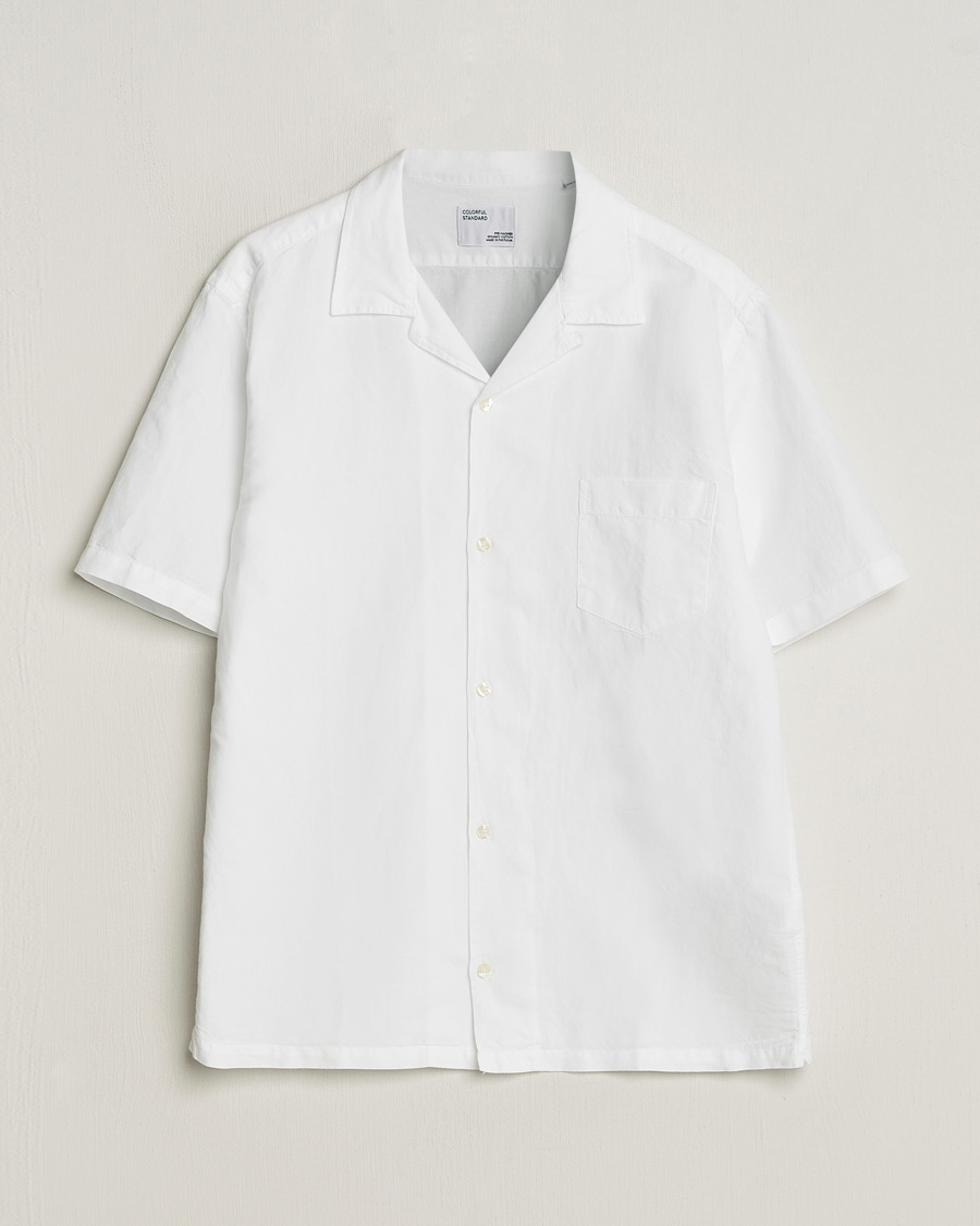 Hombres | Camisas | Colorful Standard | Cotton/Linen Short Sleeve Shirt Optical White