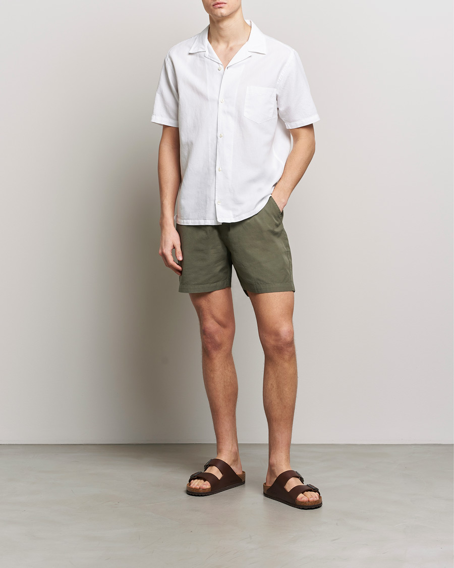 Hombres | Camisas | Colorful Standard | Cotton/Linen Short Sleeve Shirt Optical White