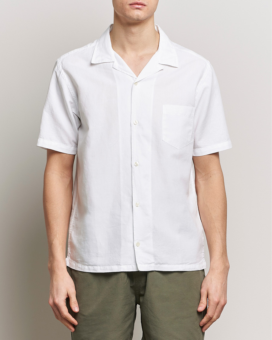 Men | Linen Shirts | Colorful Standard | Cotton/Linen Short Sleeve Shirt Optical White