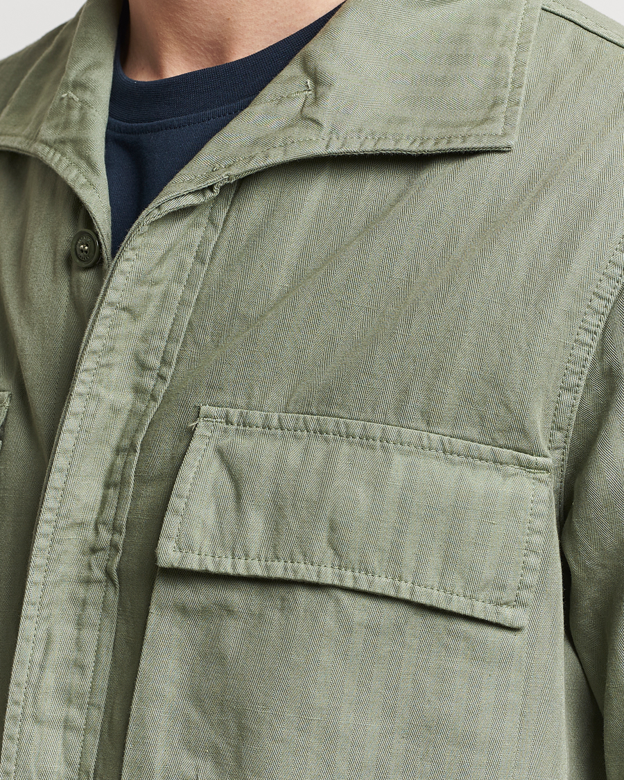 Hombres | Abrigos y chaquetas | Aspesi | Cotton Herringbone Shirt Jacket Sage