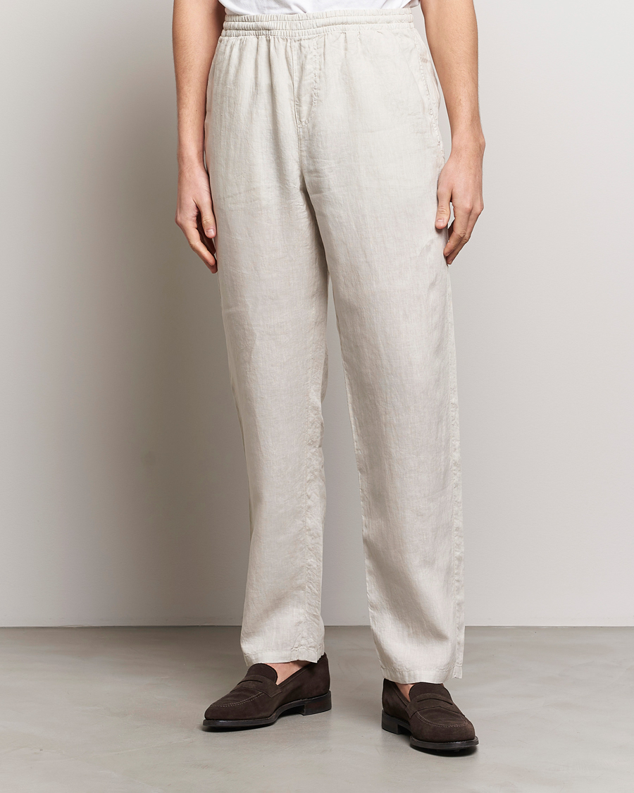 Hombres | Pantalones | Aspesi | Ventura Drawstring Linen Pants Light Beige