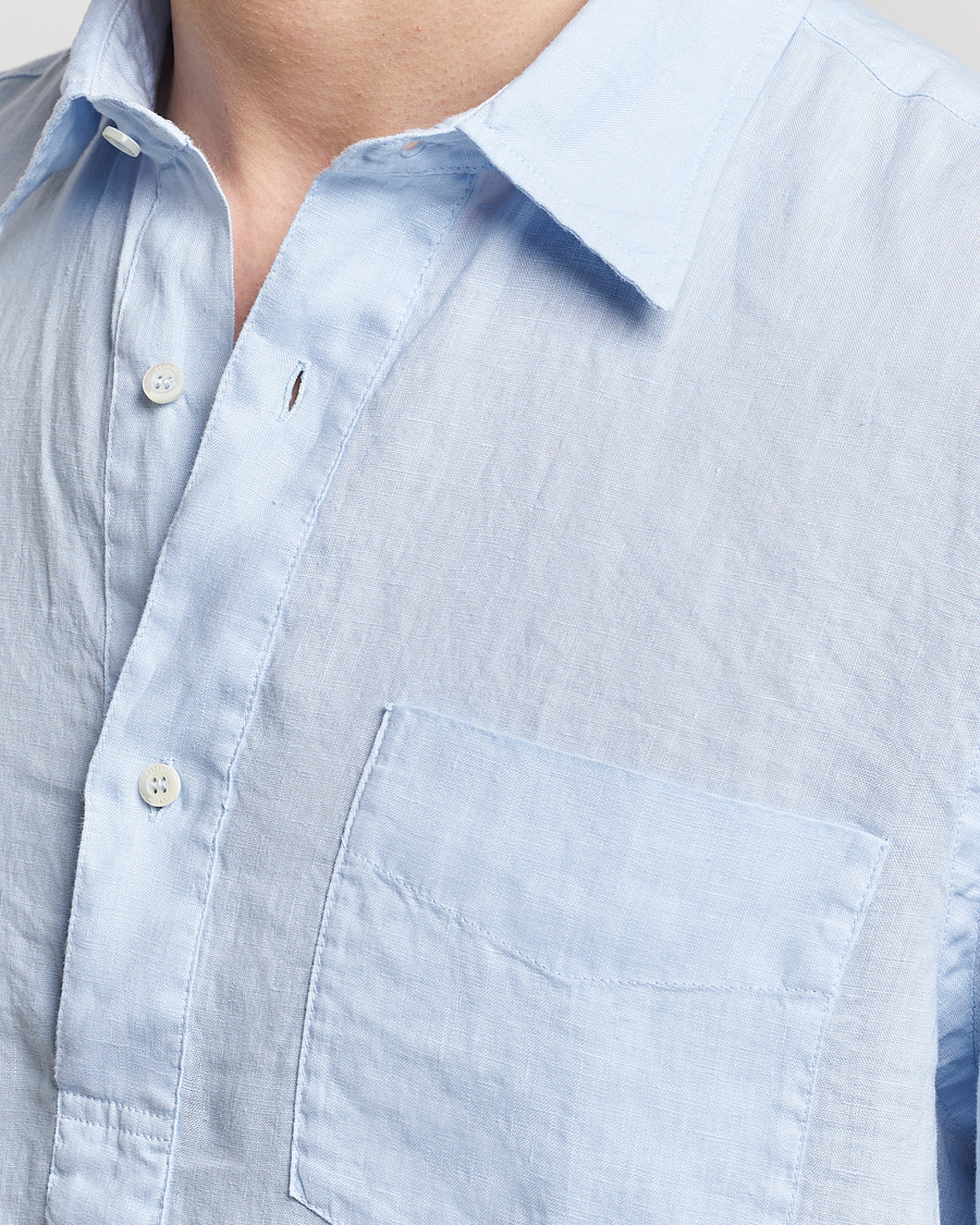 Hombres | Camisas | Aspesi | Linen Popover Shirt Light Blue