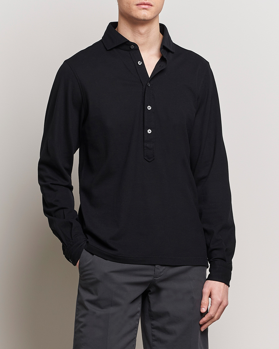 Hombres | Camisas casuales | Gran Sasso | Popover Shirt Black