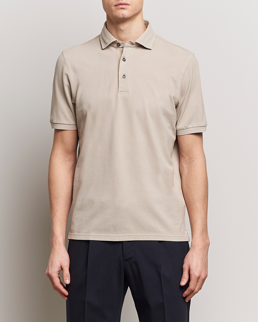 Hombres | Polos | Gran Sasso | Washed Polo Beige Melange