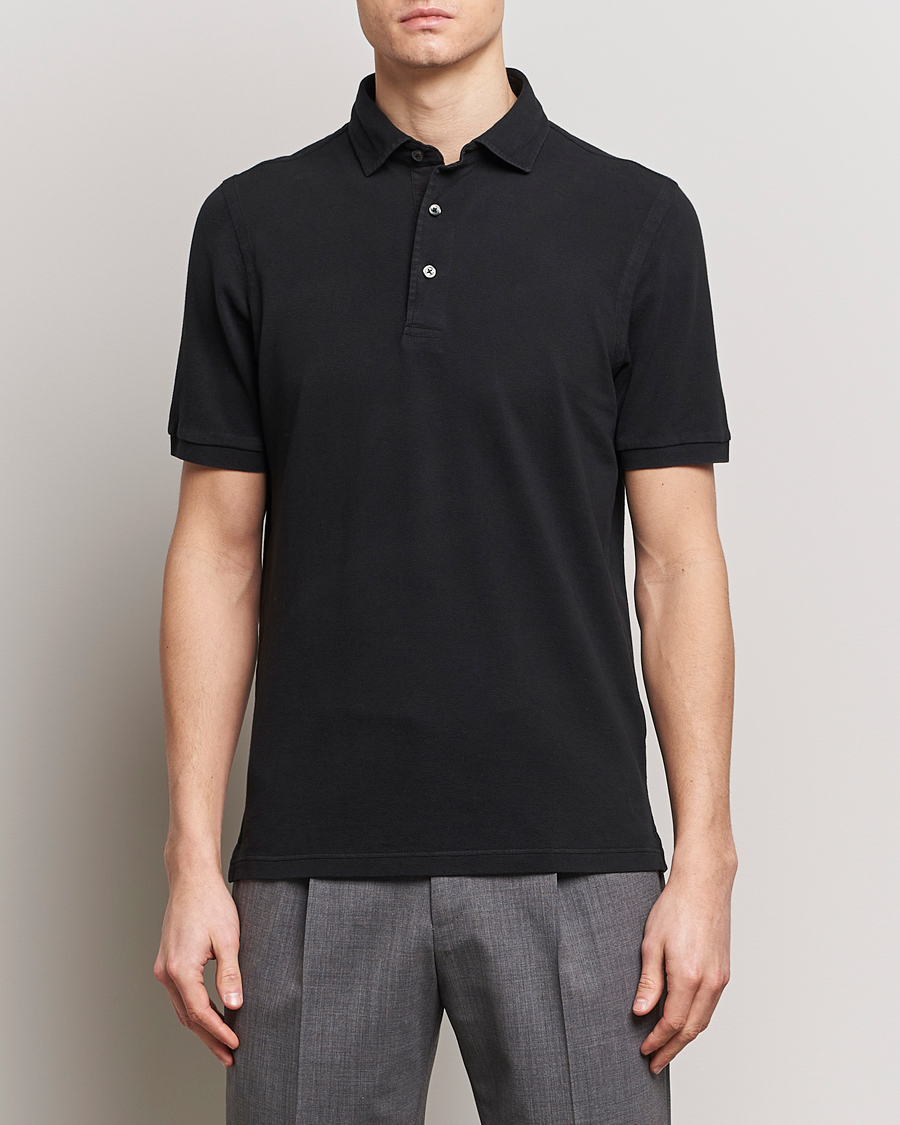 Hombres | Polos | Gran Sasso | Washed Polo Black