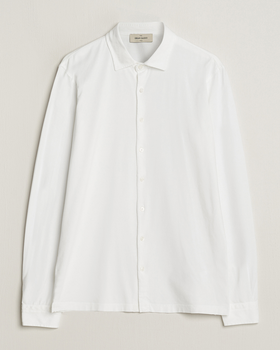 Hombres | Camisas | Gran Sasso | Washed Cotton Jersey Shirt White