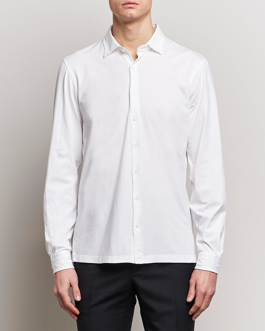 Hombres | Camisas | Gran Sasso | Washed Cotton Jersey Shirt White