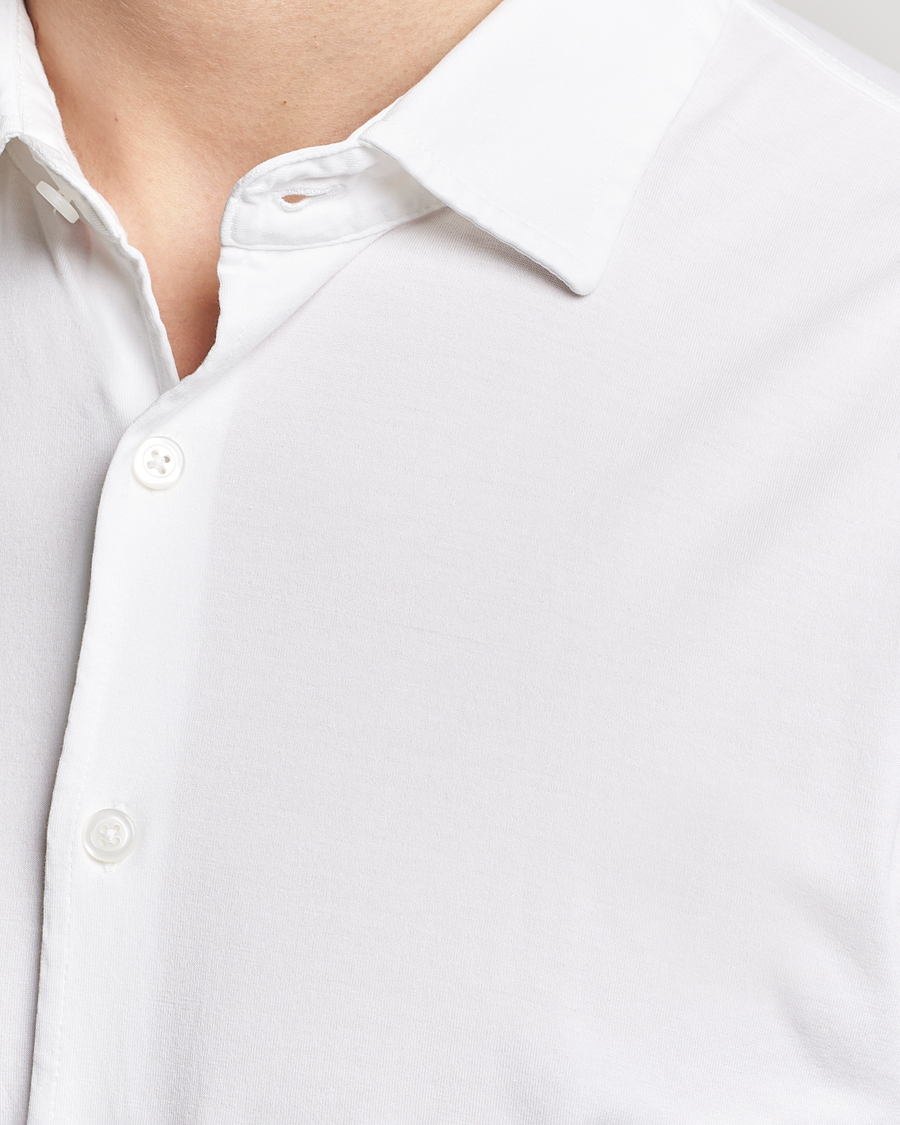Hombres | Camisas | Gran Sasso | Washed Cotton Jersey Shirt White